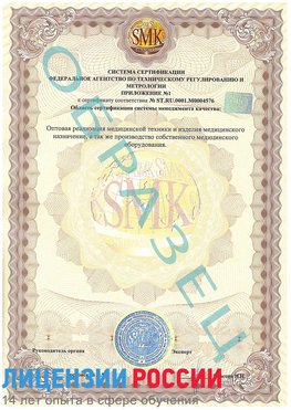 Образец сертификата соответствия (приложение) Домодедово Сертификат ISO 13485